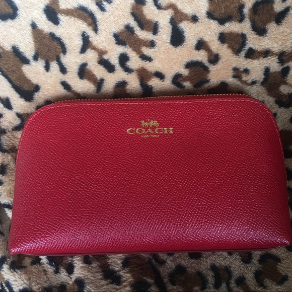 Coach Handbags - NWT. Red leather Coach makeup bag.
